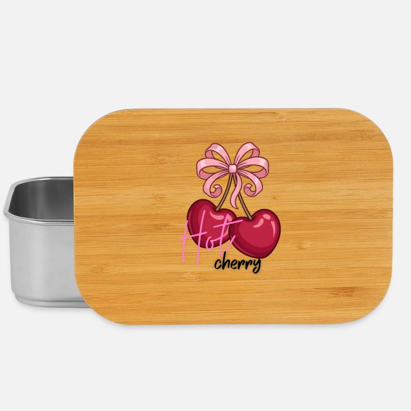 Cherry hearts with bow - Lunch Box - silver