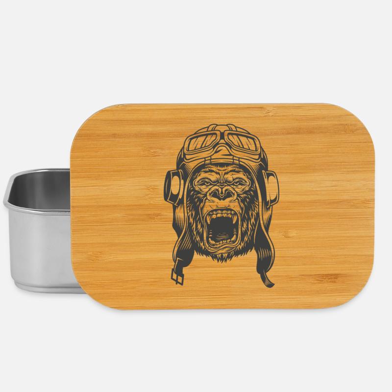 Gorilla Pilot Design - Lunch Box - Silber