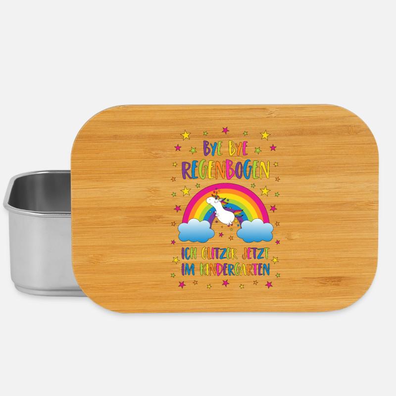 Bye Bye Regenbogen Kindergarten Einhorn Glitzer - Lunch Box - Silber