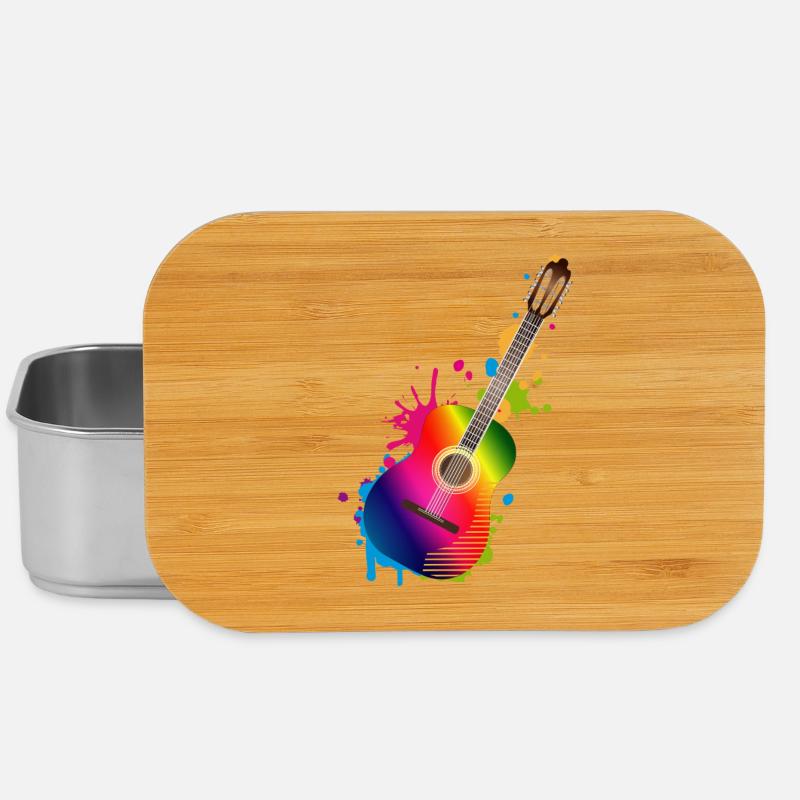 Akustik Gitarren Graffiti in Regenbogenfarben - Lunch Box - Silber