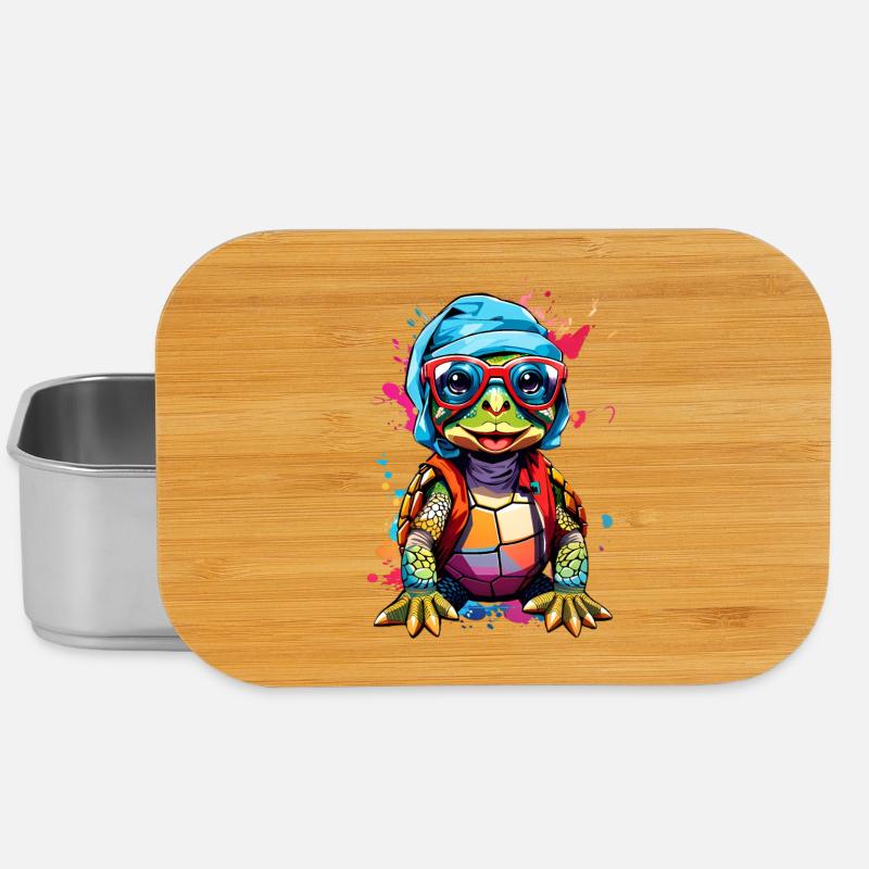 Schildkröte klein und Bunt - Lunch Box - Silber