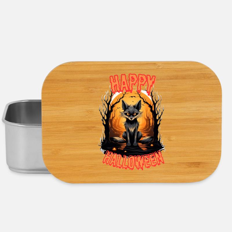 Fabulous Halloween fox with fire - Lunch Box - silver