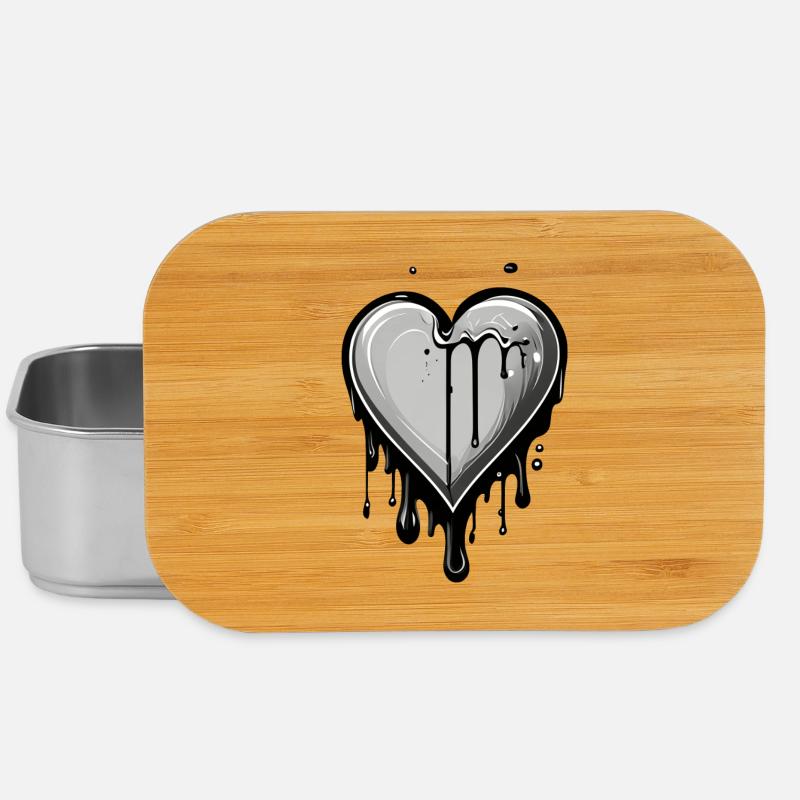 Geschmolzenes Graffiti Herz mit Tropfen - Lunch Box - Silber