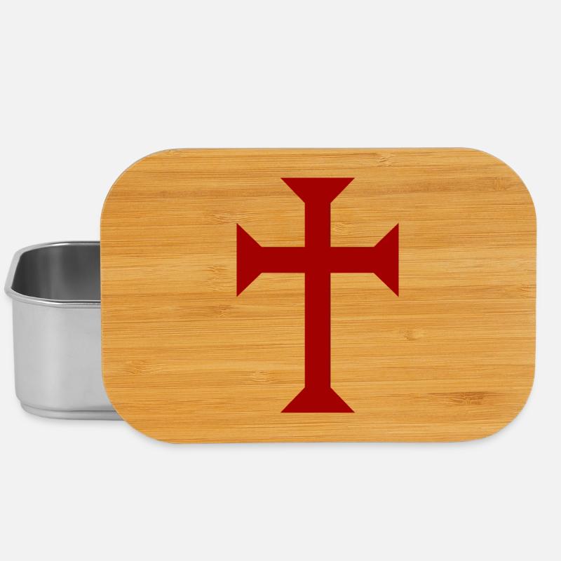 Red Templar Cross - Lunch Box - silver