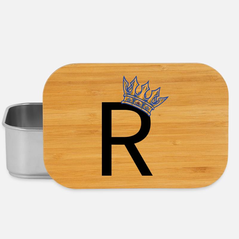R mit Krone – Royal Typo Design - Lunch Box - Silber