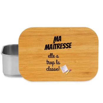 Cadeau maîtresse personnalisé - Boîte à goûter - argent - Devant