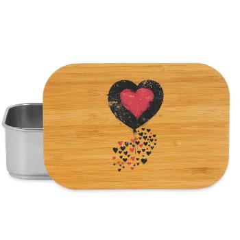 Heart Balloon with Surrounding Black and Red heart - Lunch Box - silver - Front