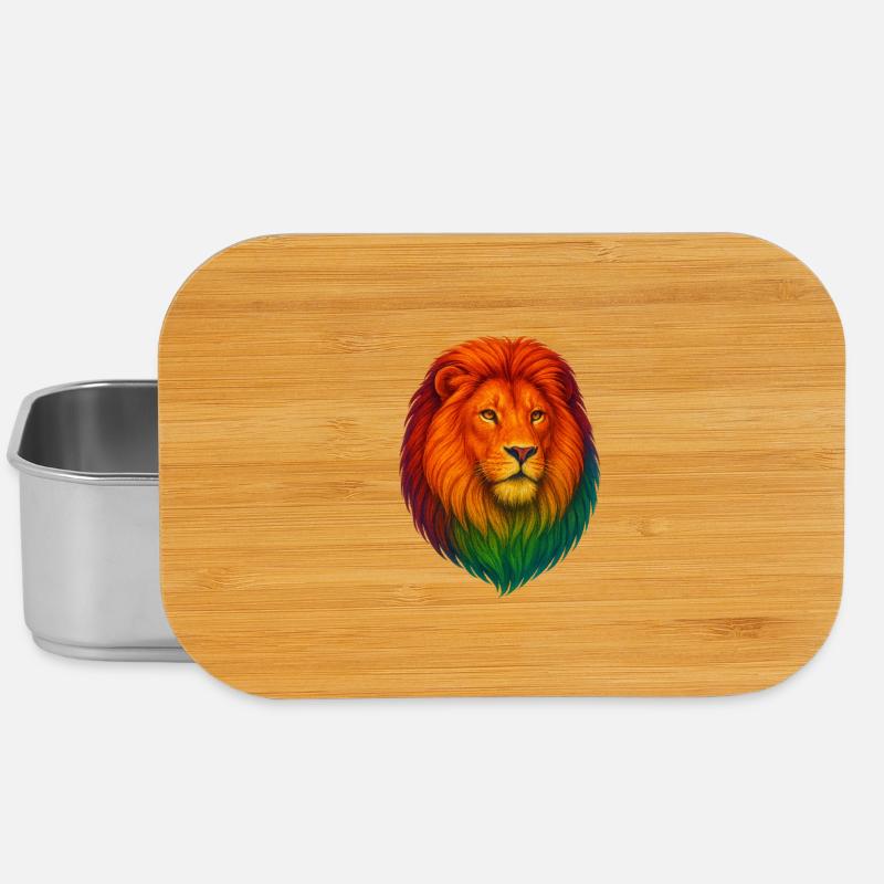 Regenbogenlöwe Porträt - Lunch Box - Silber