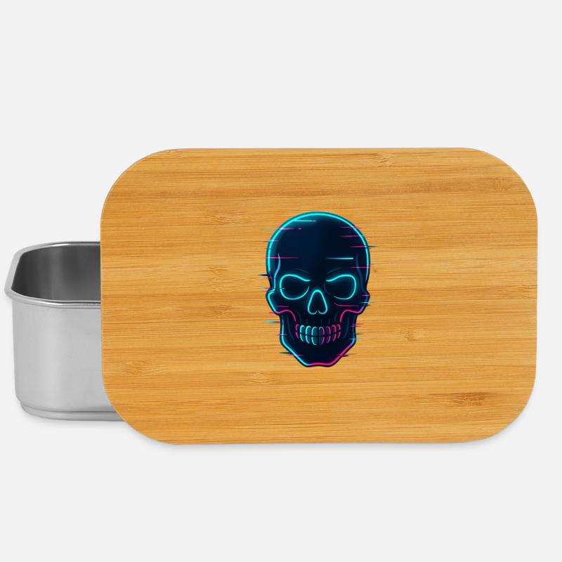 Neon Cyber Skull Design - Lunch Box - silver