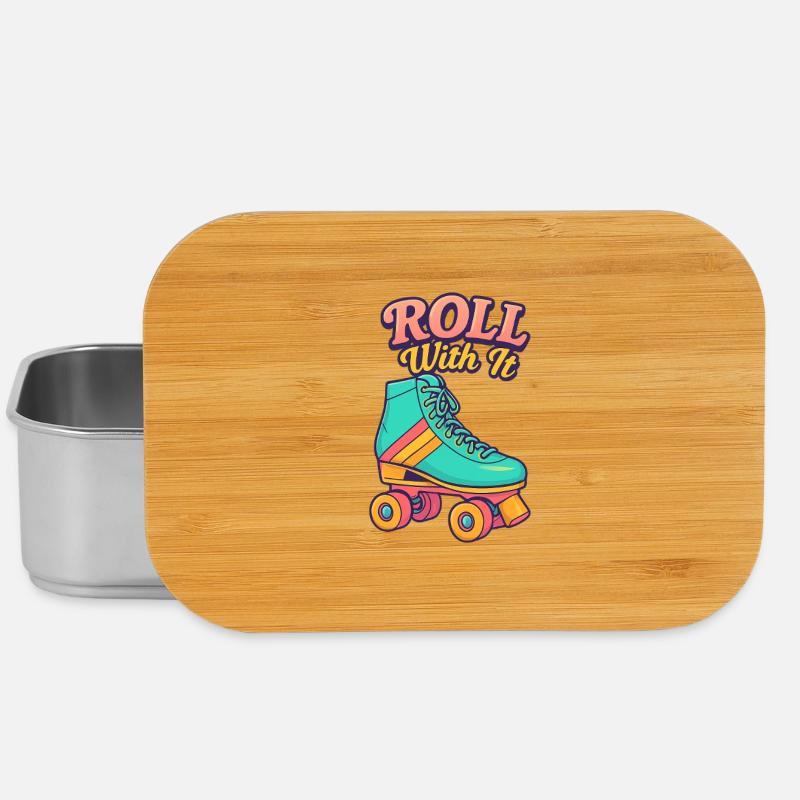 Retro Roller Skate Motif Design - Lunch Box - silver