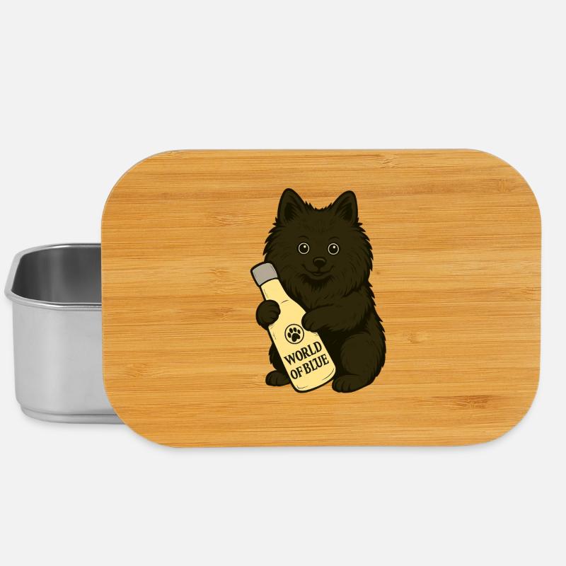 Cute Spitz (dog) with bottle - Lunch Box - silver