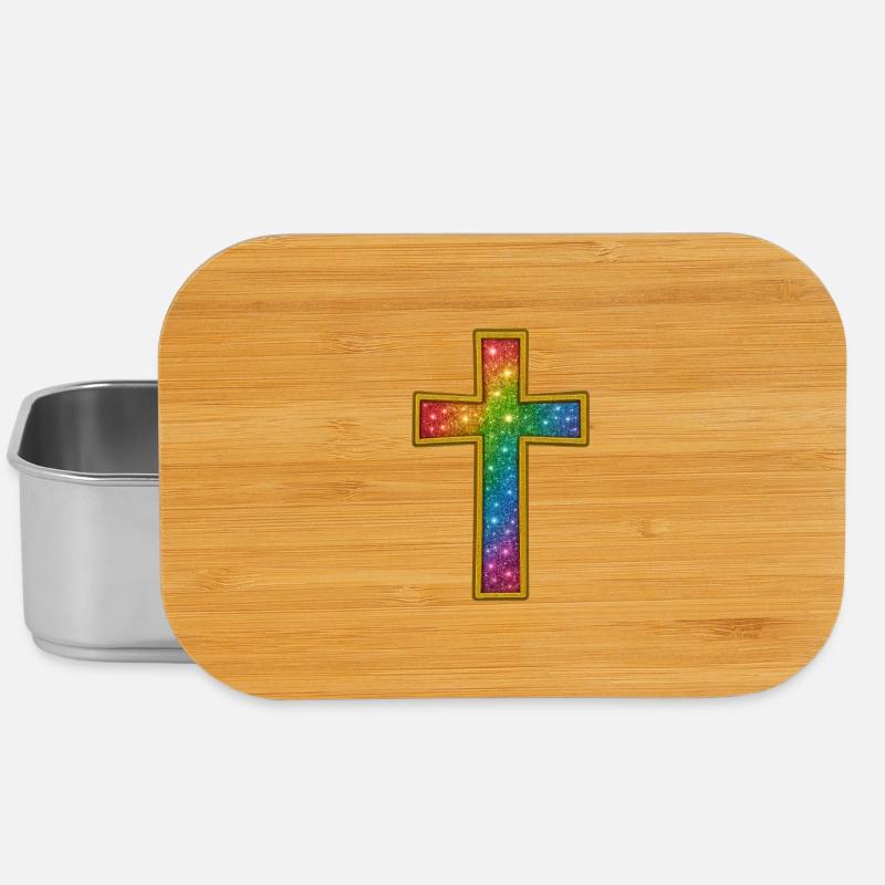Jesus Christus | Buntes Glitzerkreuz Design - Lunch Box - Silber