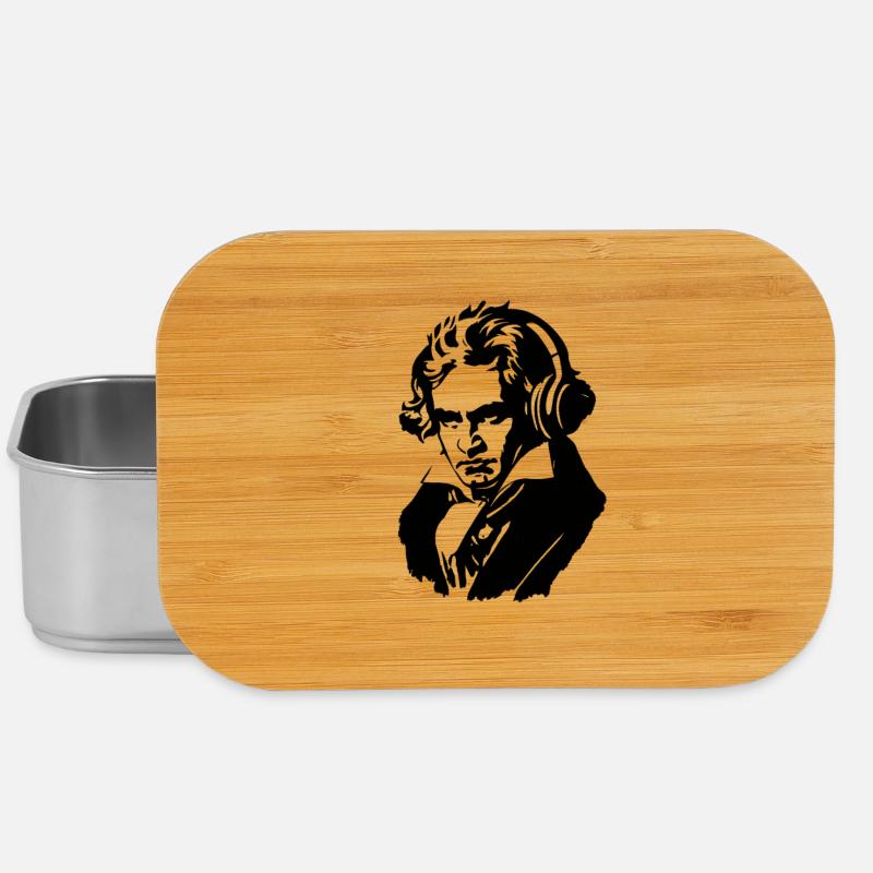 Ludwig van Beethoven mit Kopfhörern - Lunch Box - Silber