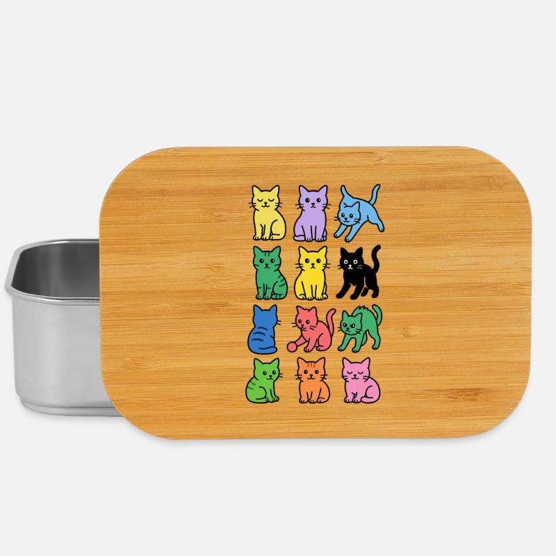 Regenbogenkatzen in knalligen Farben - Lunch Box - Silber
