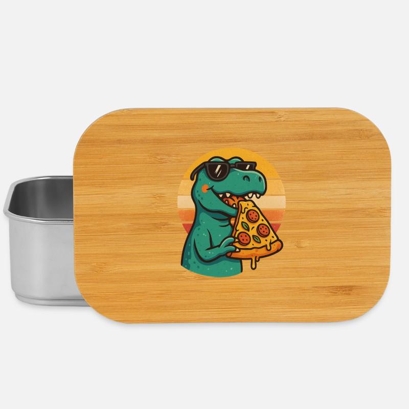 Pizza Saurus Retro - Lunch Box - Silber