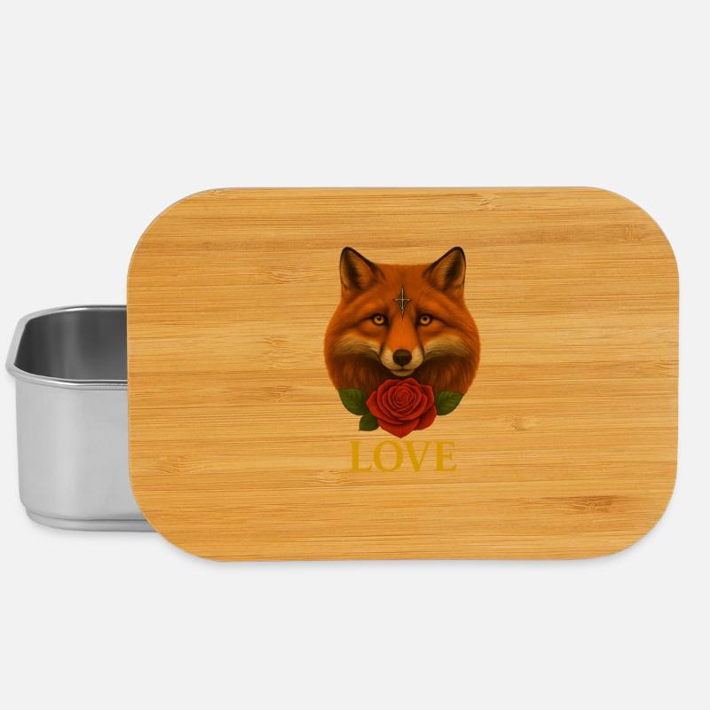 Fuchs mit Rose - Liebe - Lunch Box - Silber