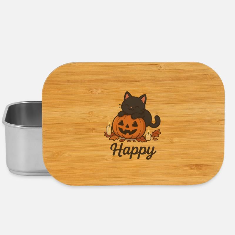 Halloween Schwarze Katze – Glücklich - Lunch Box - Silber