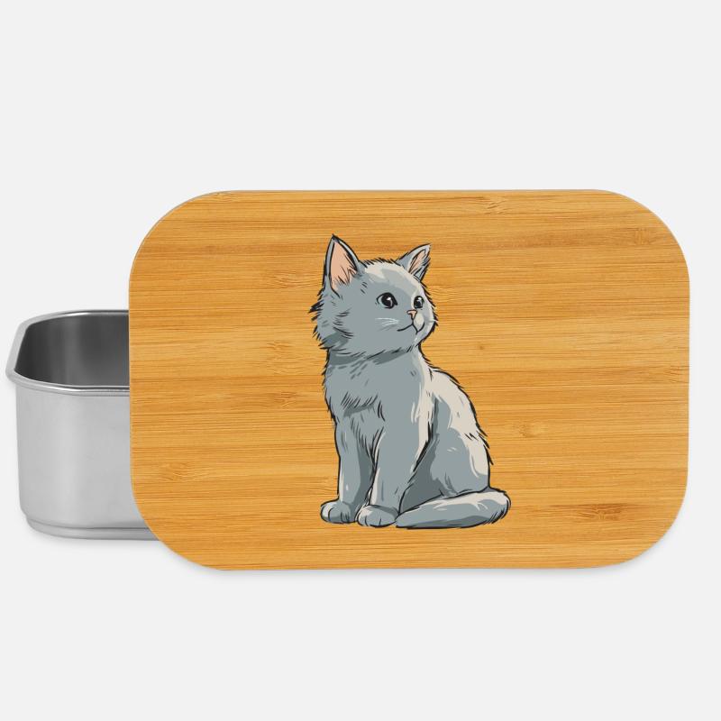 Graues Samtkätzchen Illustration - Lunch Box - Silber