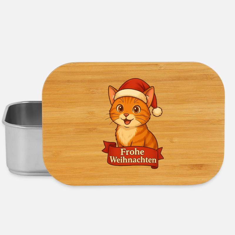 Katzenweihnachtskater mit Santa-Hut - Lunch Box - Silber