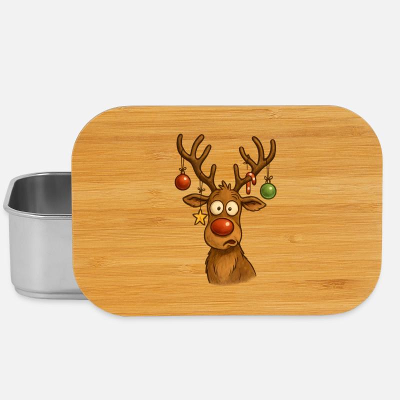 Reh mit Weihnachtskugeln - Lunch Box - Silber