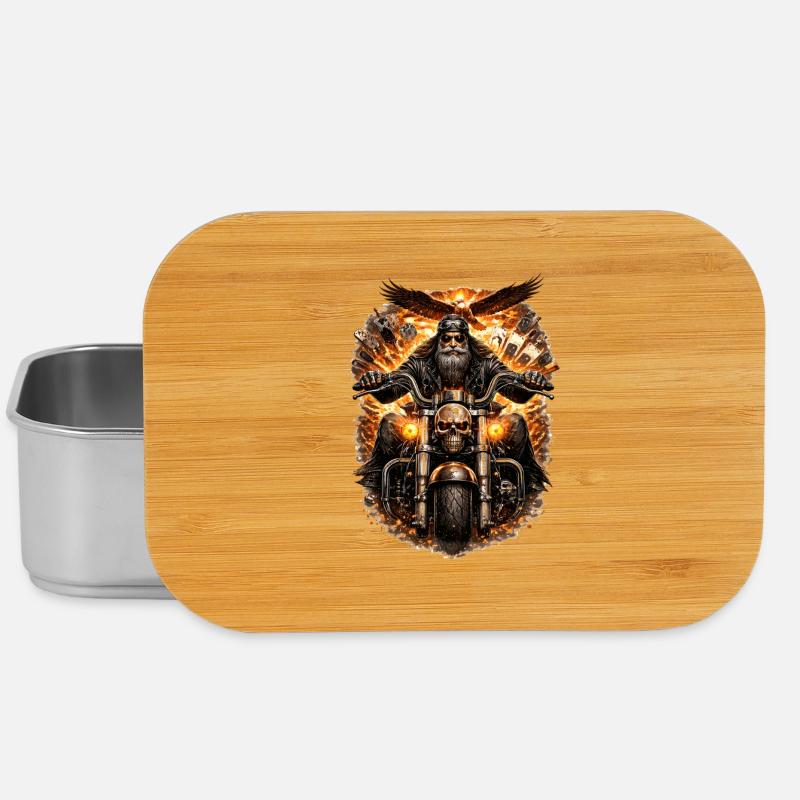 Flammender Schädel Biker - Lunch Box - Silber