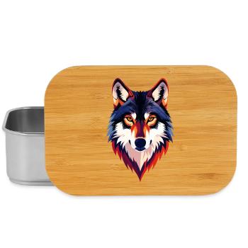 Colored Wolf Head Wolf Look Wolf Head Motif - Lunch Box - silver - Front
