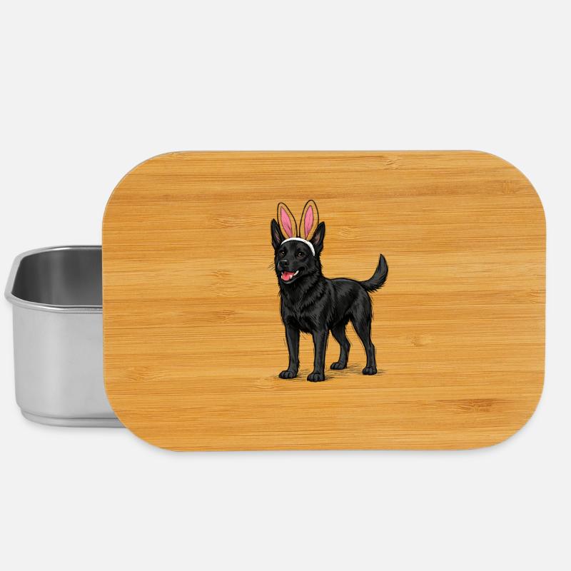 Dark dog with rabbit ears - Lunch Box - silver