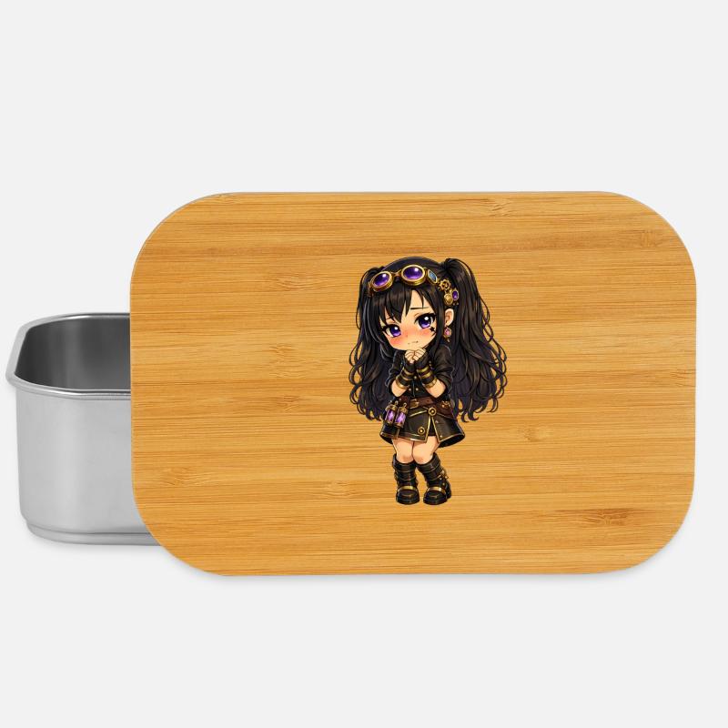 Luna chibi steampunk avec des étincelles violettes - Boîte à goûter - argent