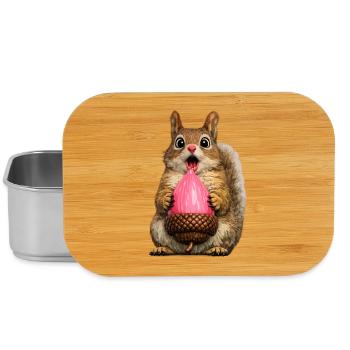 Pinke Eichel Eichhörnchen zwinkern - Lunch Box - Silber - Vorne