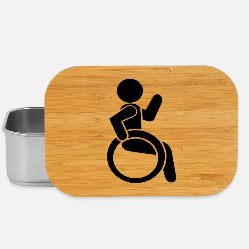Waving wheelchair user # - Lunch Box - silver