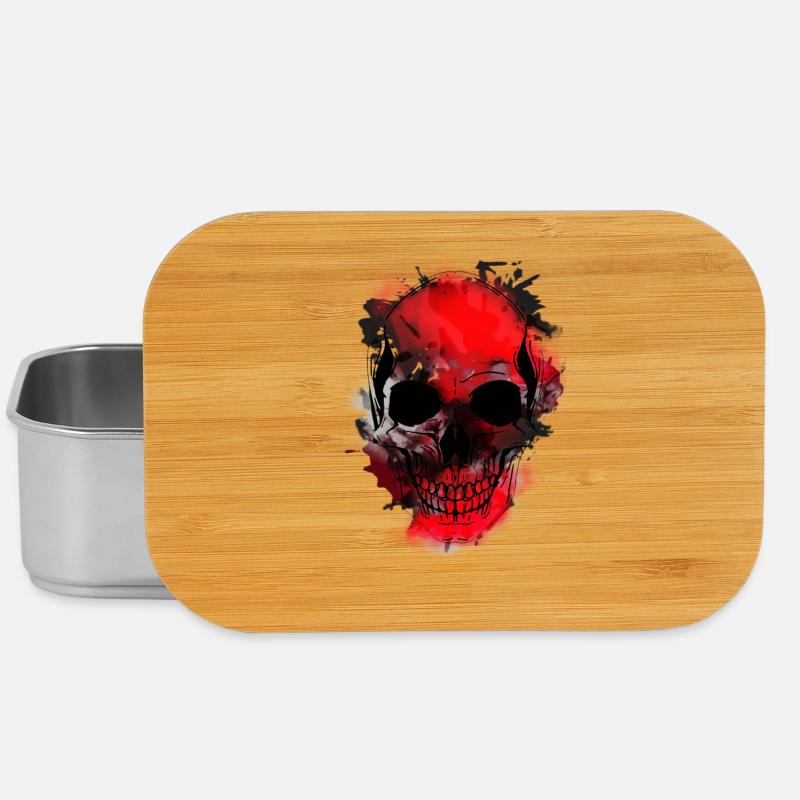 Rotes Schädel-Splash Artwork - Lunch Box - Silber