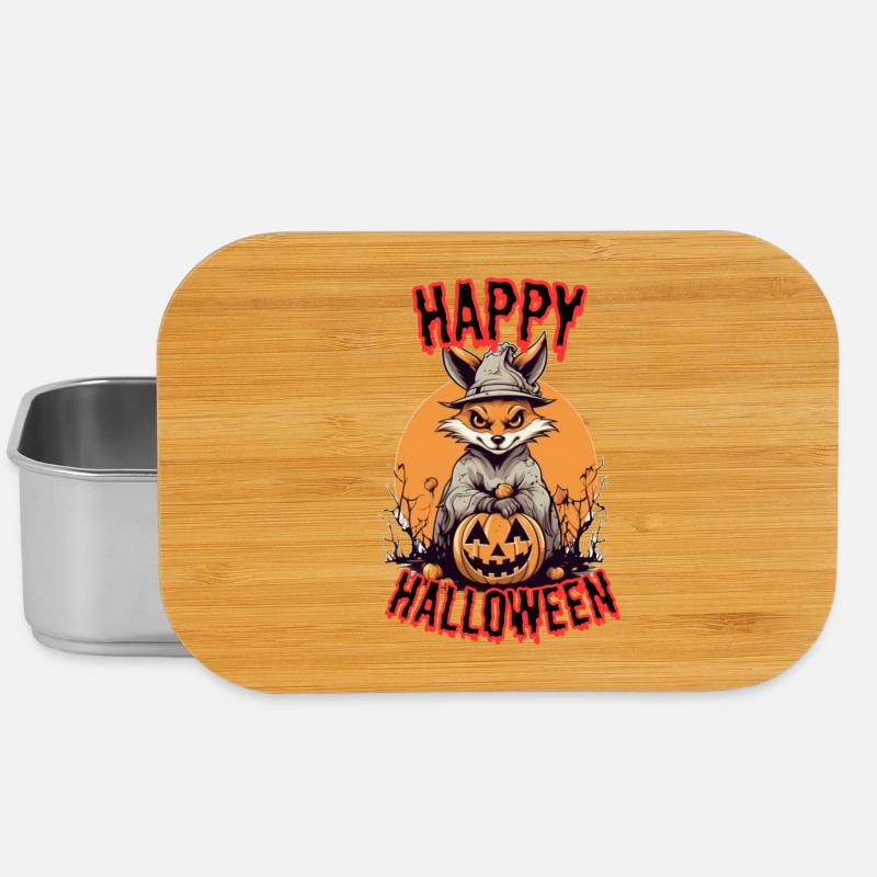 Cute Fox with Witch Costume Halloween - Lunch Box - silver