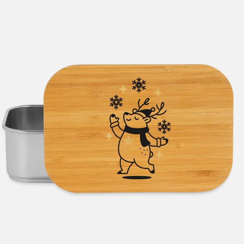 Reindeer dances through starry winter - Lunch Box - silver