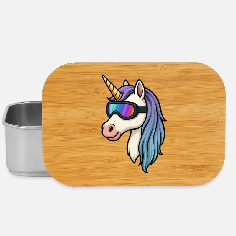 Unicorn with cool ski goggles - Lunch Box - silver