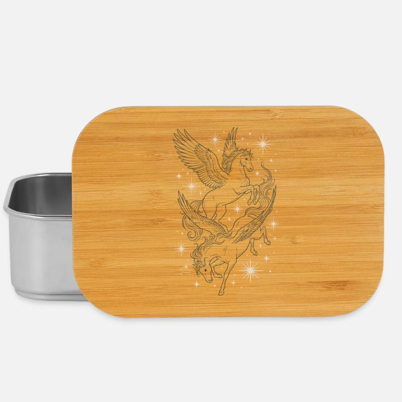 Two celestial pegasus in stars - Lunch Box - silver