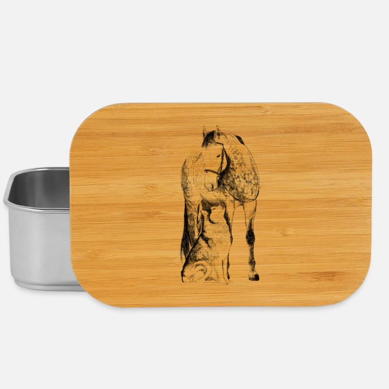 Pferd mit Hund - Lunch Box - Silber
