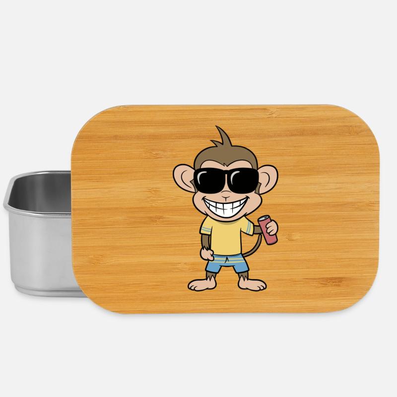 Holiday monkey with drink - Lunch Box - silver
