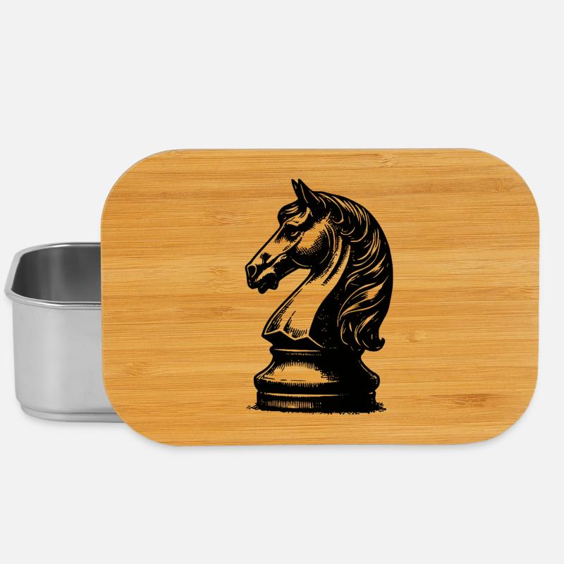 Chessboard with chess pieces king and pawns - Lunch Box - silver