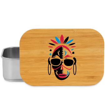 afrikanische Maske mit Sonnenbrille als Stencil - Lunch Box - Silber - Vorne