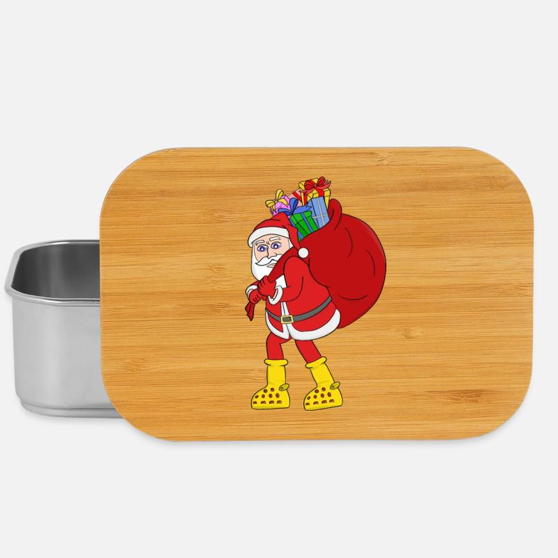 Weihnachtsmann trägt große gelbe Stiefel - Lunch Box - Silber