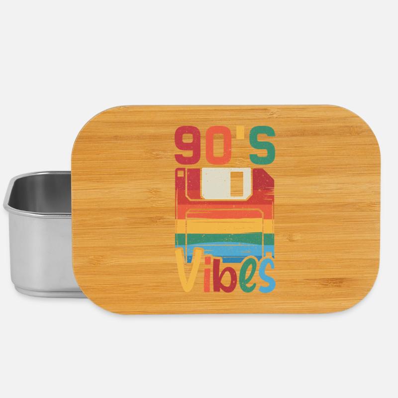 90's Vibes – Retro Design mit Vintage Floppy Disk - Lunch Box - Silber