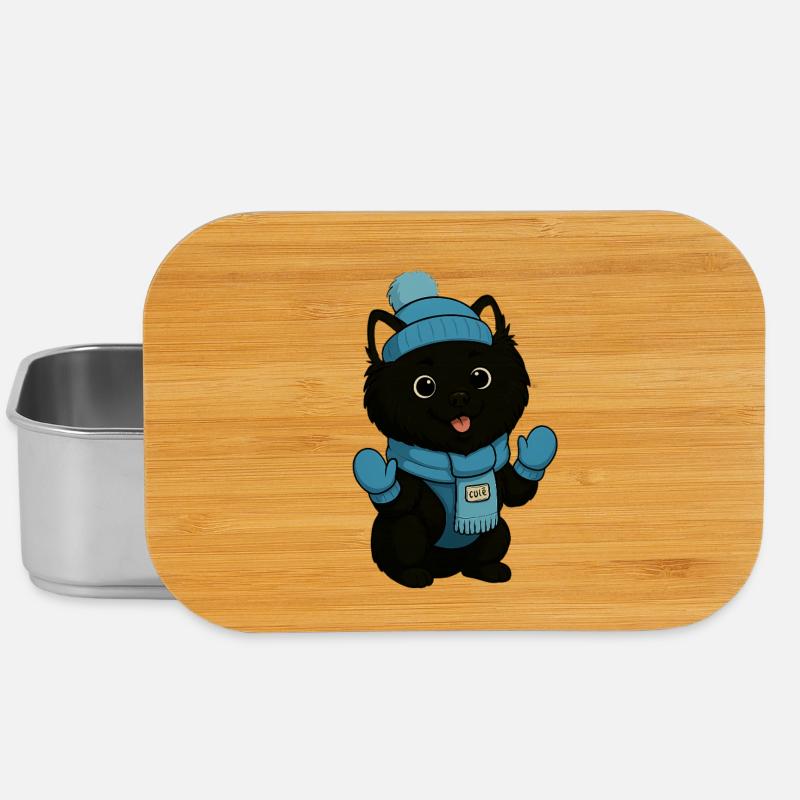 Cuddly dog with blue hat and scarf - Lunch Box - silver
