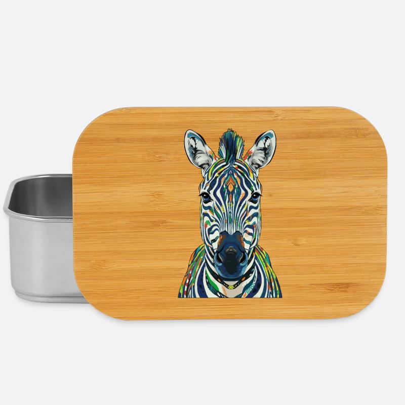 Buntes Zebra - Lunch Box - Silber