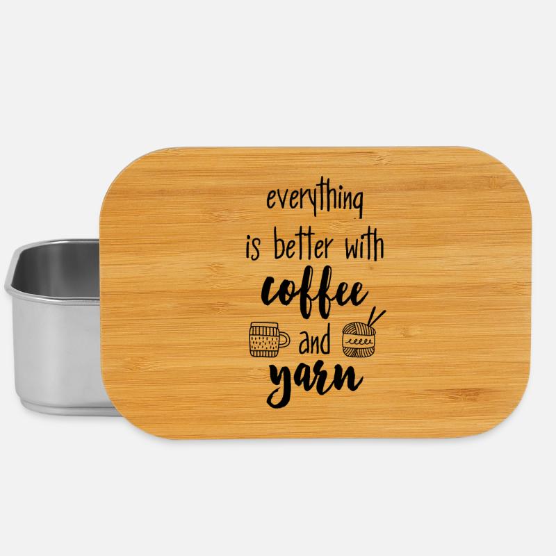 Coffee & Yarn. Everything is better with coffee & wool - Lunch Box - silver