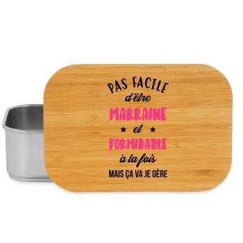 Marraine Parrain Filleul Baptême Bébé Naissance - Lunch Box - silver - Front