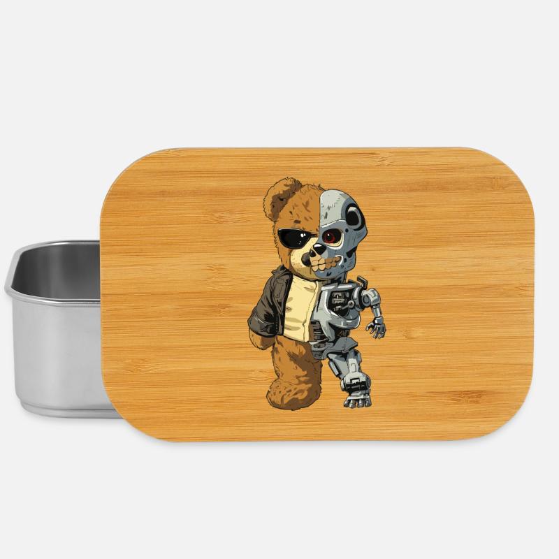 Bear Robot Cyborg - Lunch Box - silver