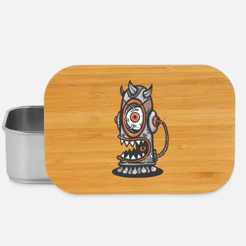 Mechanical monster with an orange eye - Lunch Box - silver