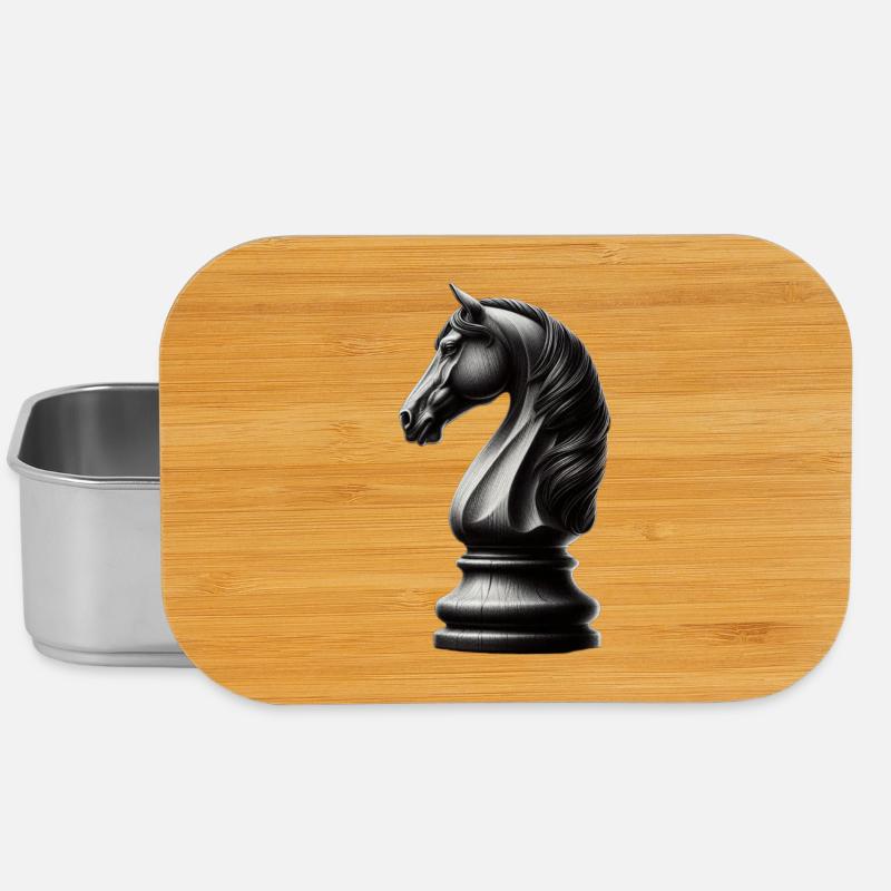 Schwarz-Weiß Schachfigur - Lunch Box - Silber