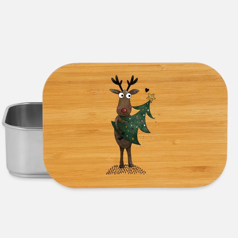 Rentier mit Weihnachtsbaum - Lunch Box - Silber