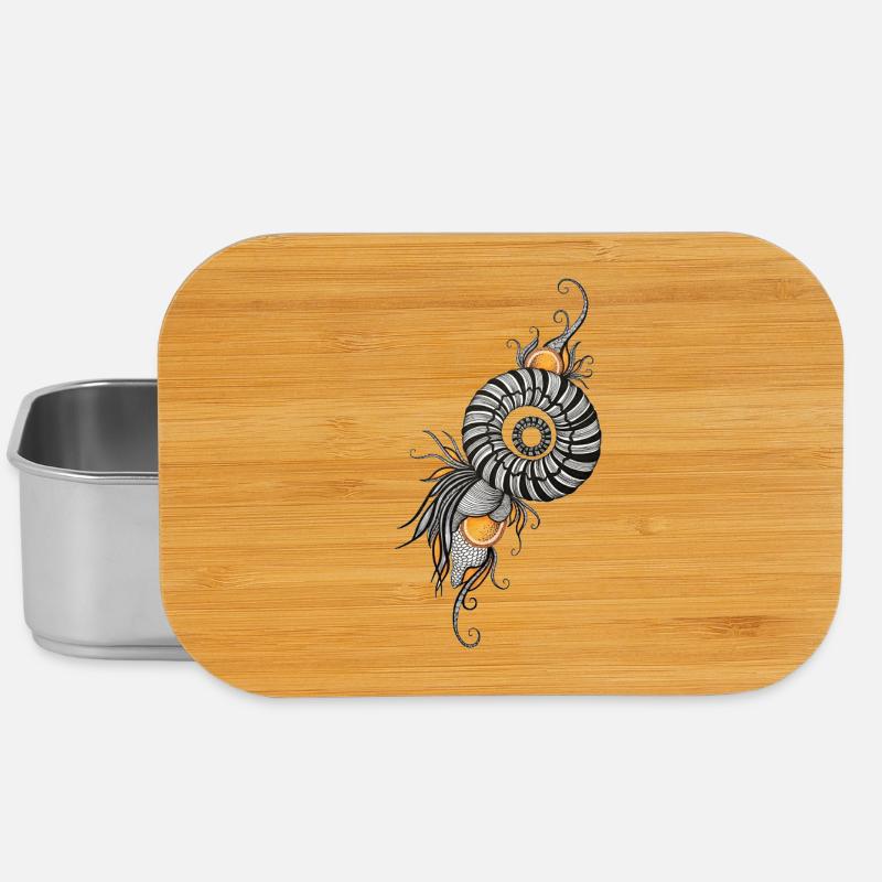 Spirale Nautilus avec accents orange - Boîte à goûter - argent